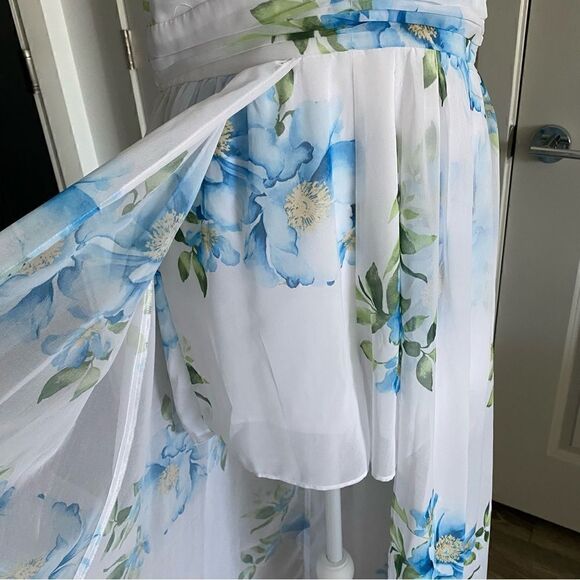 Disney Princess Line White and Blue Floral Maxi Overlay Romper Size L - Picture 7 of 13